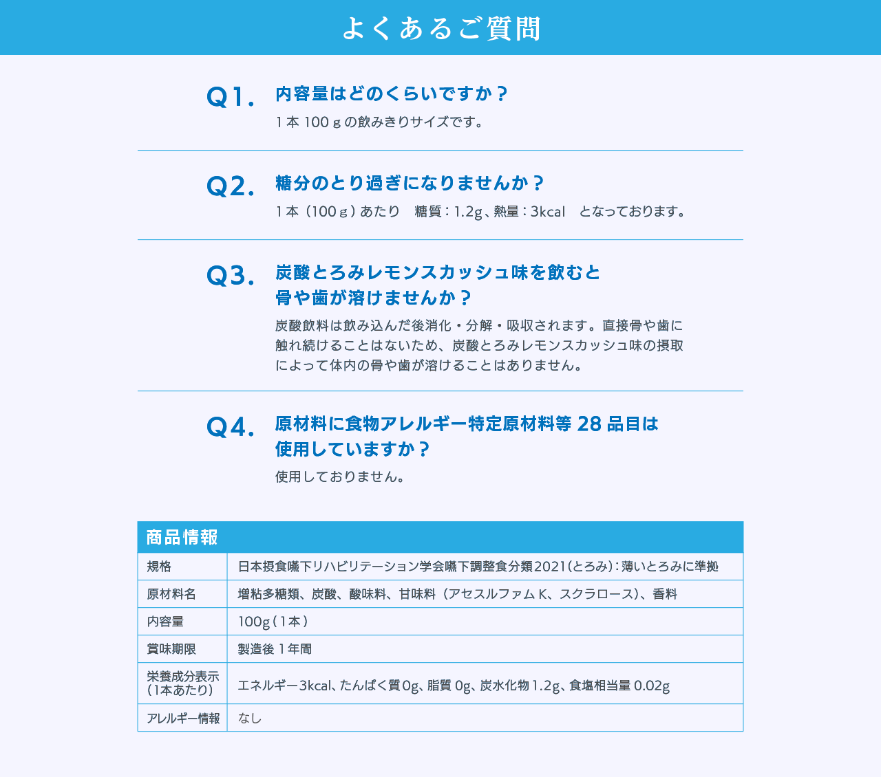 炭酸とろみレモンスカッシュの商品Q＆A